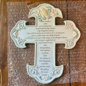 Ceramic Our Father Prayer Cross ~ EUC